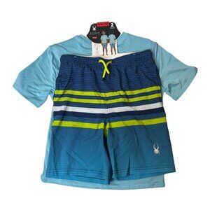Spyder Boys’ 2-Piece Swim Set – Size M (7/8) | Quick-Dry, UPF 30+